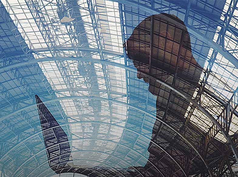 reflection of a person on a window