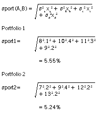 Formula for a multi-asset portfolio with no correlation between the returns image