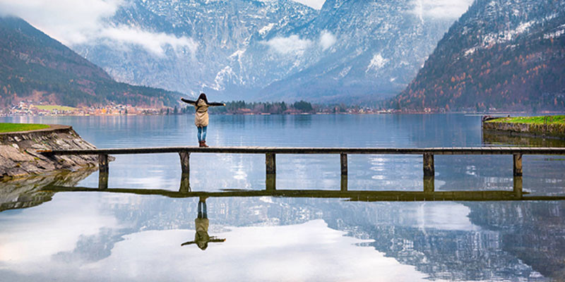 Woman enjoying alpine scenery