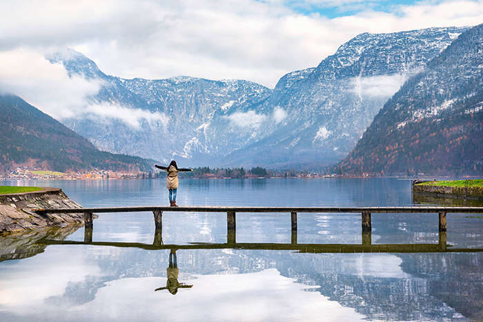 Woman enjoying alpine scenery