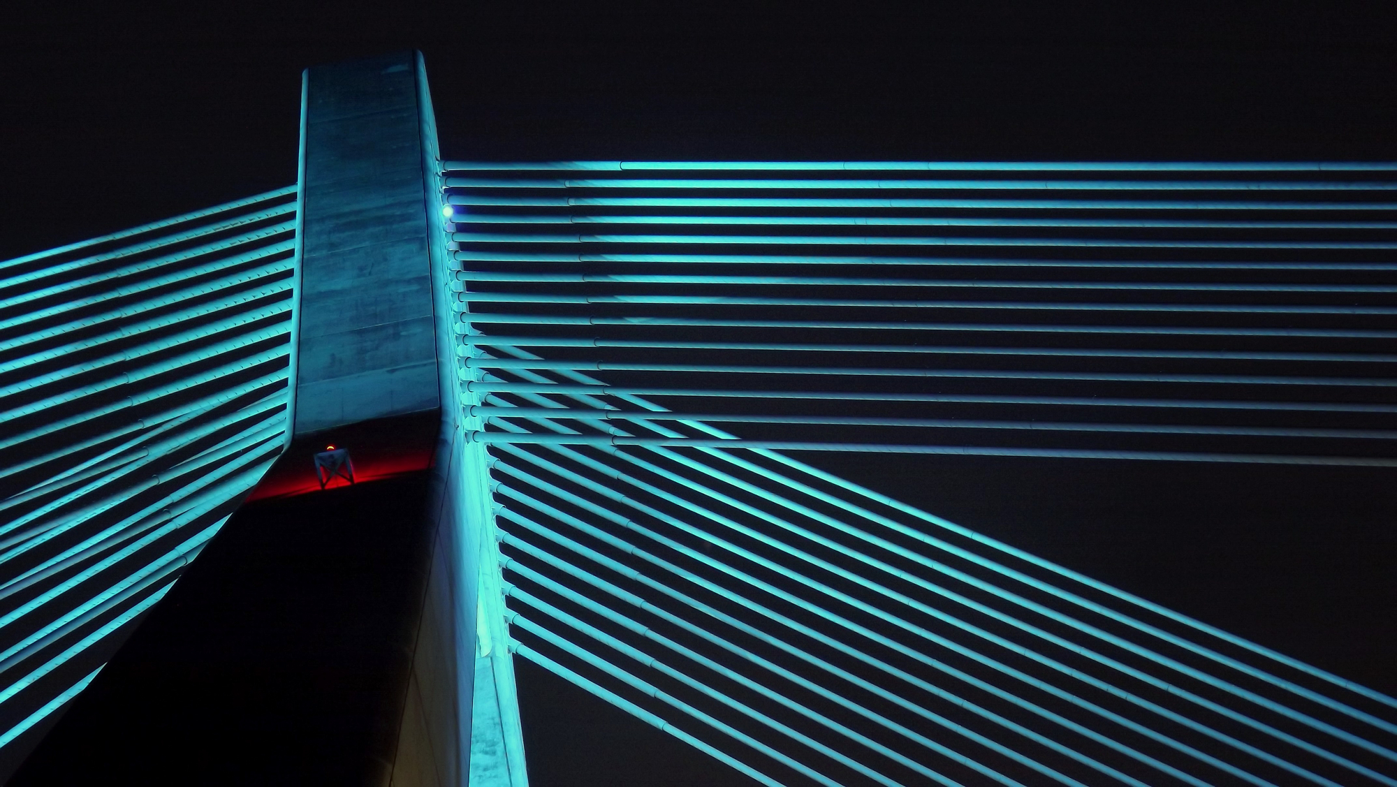 Image of the cross section of a bridge at night time