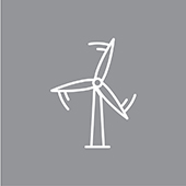 A grey icon depicting a windmill, which is intended to signify 'supporting an ethical approach to business'. 