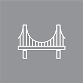 A grey icon depicting a bridge, which is intended to signify 'maintaining stability and confidence'.