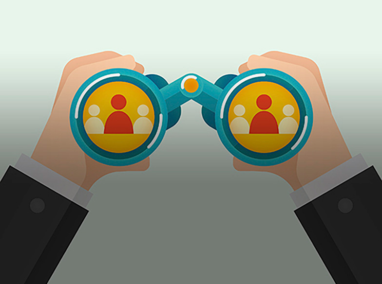 illustration of person holding up binoculars