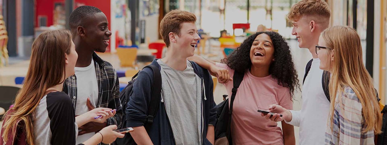 group of students laughing
