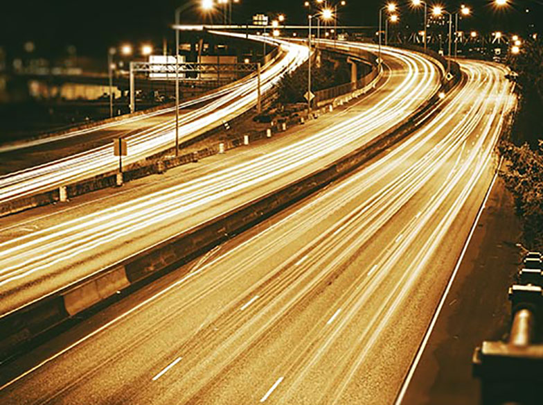 long exposure of motorway at night