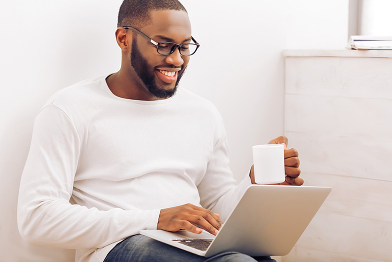 Man looking at laptop