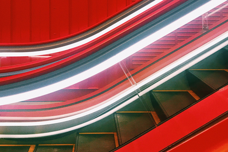 Red escalator