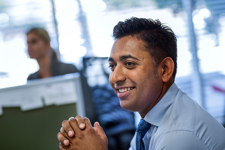 Person sitting at a desk
