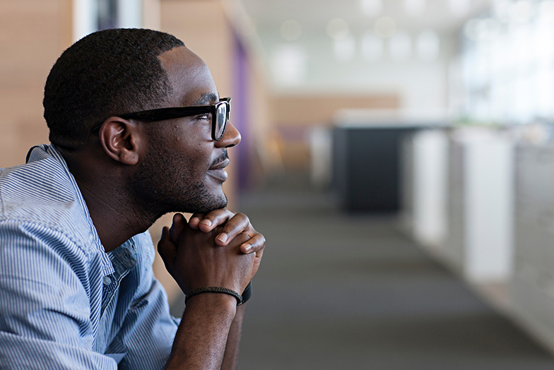 Person sitting and contemplating