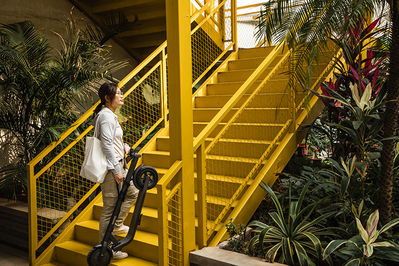 Person walking up on stairs