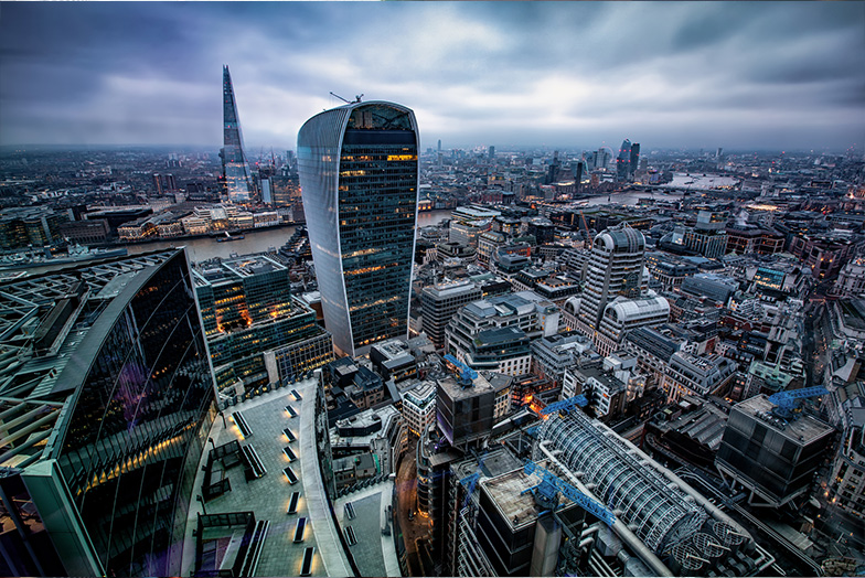 City view of London taken from a high vantage point