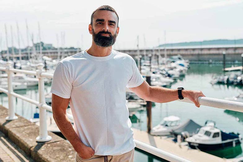 Andrew Philippou FCCA standing by harbour