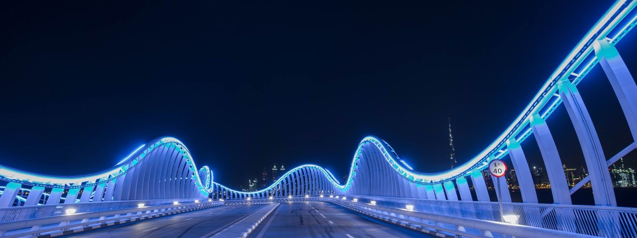 futuristic bridge architecture with swirl pattern