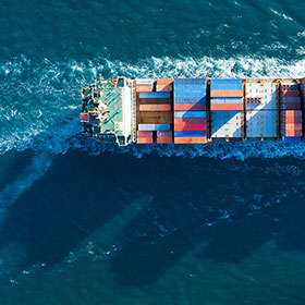 aerial view of cargo ship 