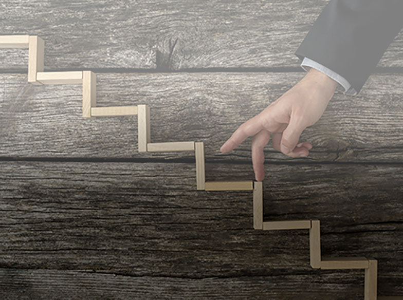 illustration of fingers going upstairs