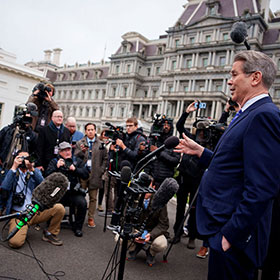 Andrea Manzini addresses journalists on tariffs