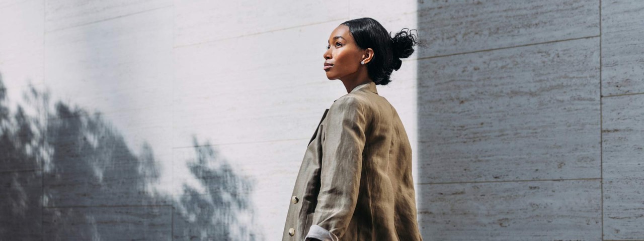 office worker outside building