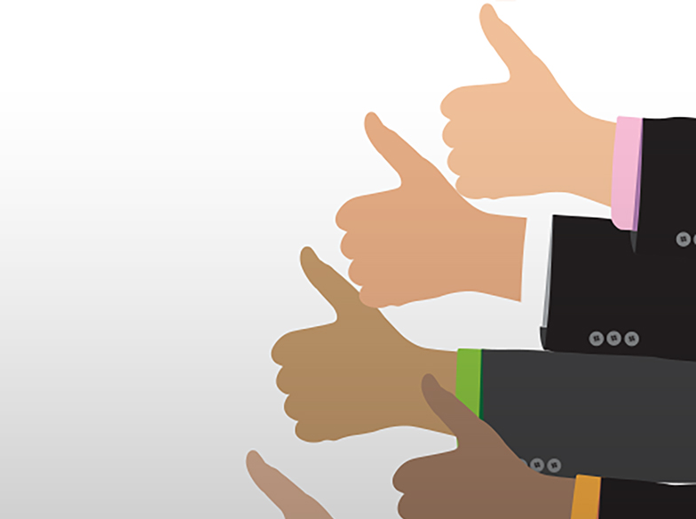 illustration of multiple hands giving the thumbs up sign